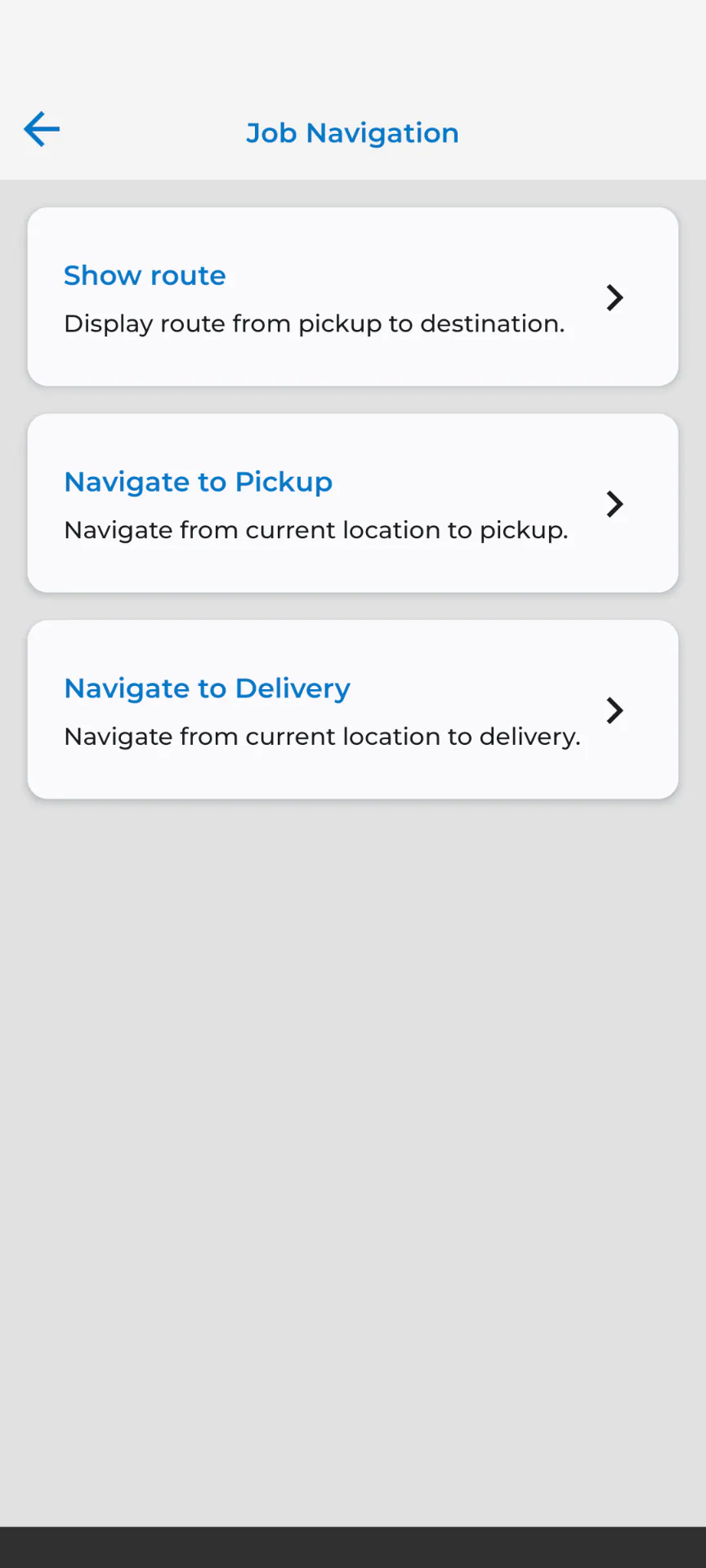 TRIFECTA driver app — turn-by-turn navigation
