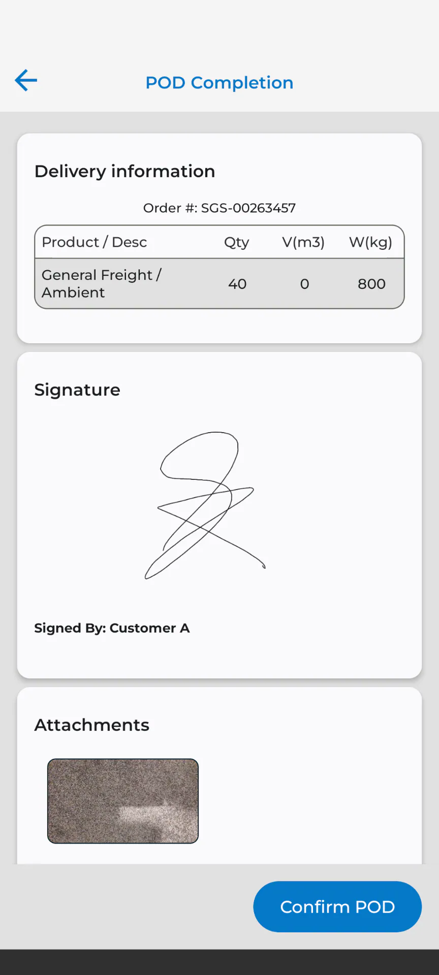 TRIFECTA driver app — proof of delivery capture