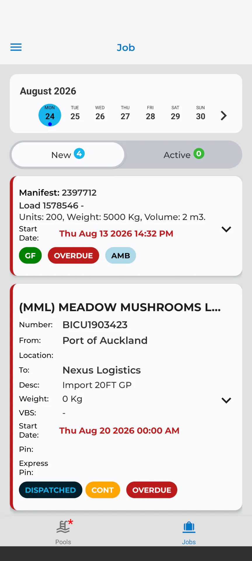 TRIFECTA driver mobile app, stop details