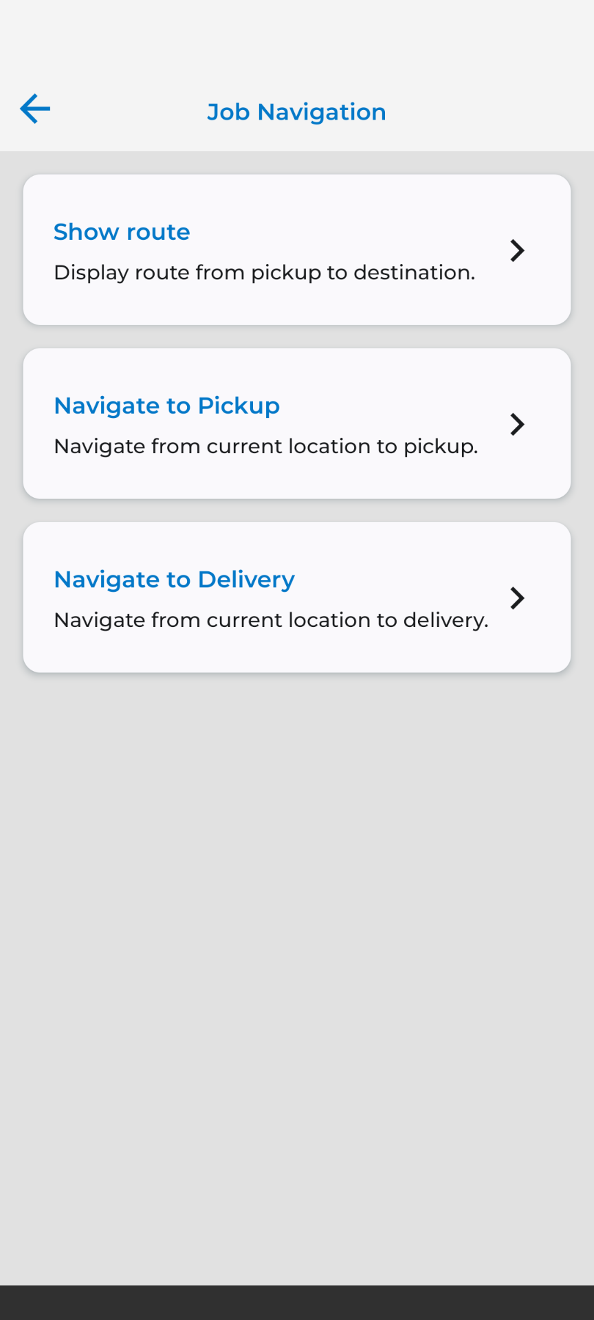 TRIFECTA driver app — turn-by-turn navigation