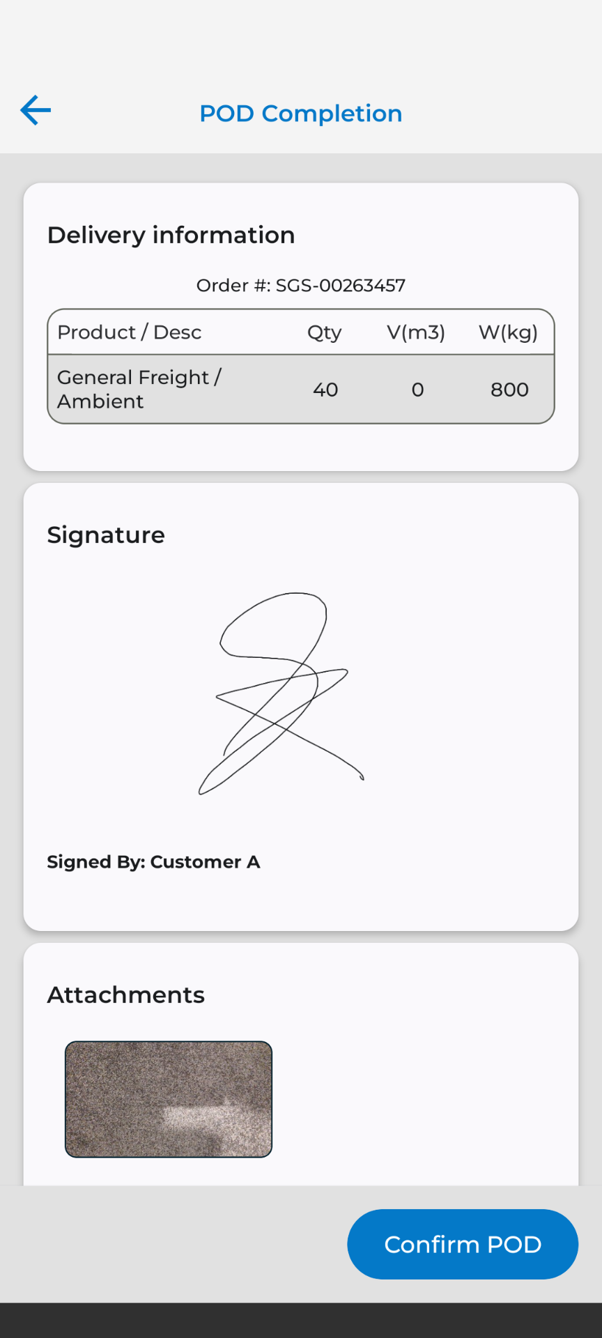 TRIFECTA driver app — proof of delivery capture