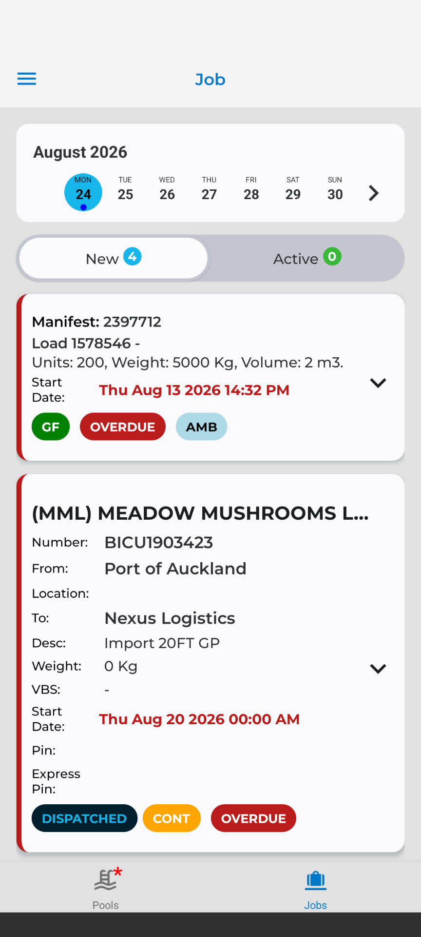 TRIFECTA driver mobile app, stop details