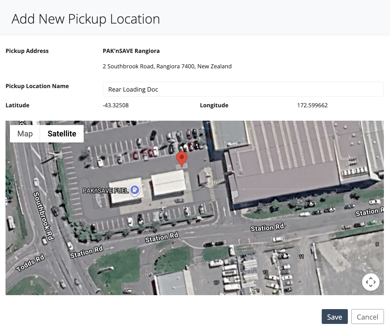 TRIFECTA Pin Drop showing an exact delivery location on a map